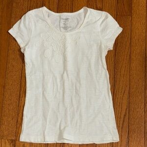 Old Navy White Short Sleeve Scoop Neck Tee with Floral Embroidery